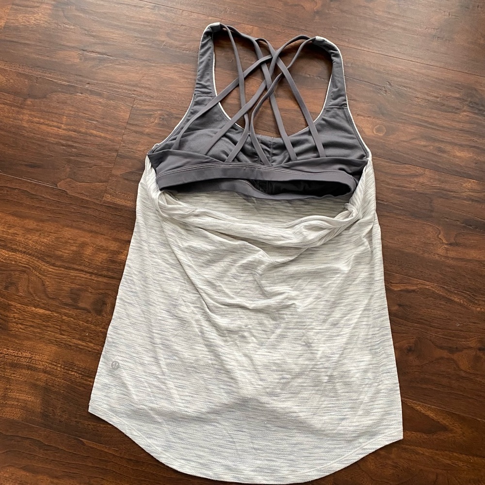 Lululemon Slay The Studio 2-In-1 Tank Tiger Space Dye Hail White Titanium Size 6 - Picture 5 of 7